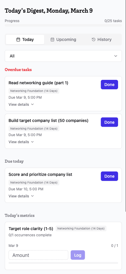 Student digest mobile screenshot